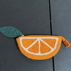 NWOT MADE IN India beaded orange slice pouch